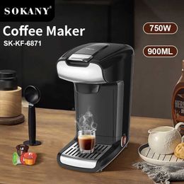 Coffee Makers SOKANY 6871 Home Small Office Coffee Machine with Cup 600ml Coffee Maker Coffee MakerL231219