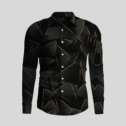 Men's Casual Shirts Irregular Printed Shirt For Men Business Long Sleeved Vintage Button Male Clothes Lepel Fashion Blouse 2024 Tops