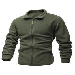 Men's Jackets Jacket Slim-fit Double-sided Fleece Tactical Hoodie Casual Stand-up Collar Zipper Solid Colour Coat