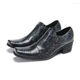 Dress Shoes Multicolored Scale Python Genuine Leather Oxfords Luxury Square Toe Chelseas Men's Metal Pointed High Heels