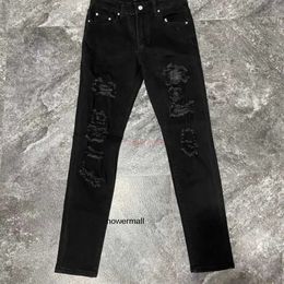 imiri Jeans Hole Washed amari amiiri Designer Clothing amirl Denim Pants Street amirlies Studded Blue Jeans Mens am Old Fashion Slim amis Fit Elastic Lein UT8Y