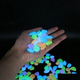 Garden Decorations 100200300Pcs Outdoor Yard Luminous Stones Pebbles Glow In Dark Fish Tank Aquarium Decoration Natural Cry Homefavor Dhic8