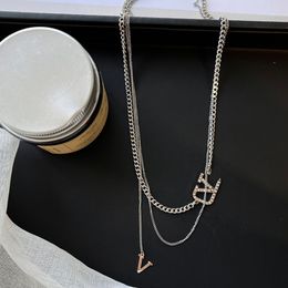 Stainless Steel Silver Plated Charm Necklace Classic Designer Pendant Necklace With Correct Brand Logo Fashion Women New Love Gift Necklace