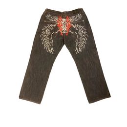Men's Jeans Vintage Y2k Hip Hop Fashion Street Rock High Waist Wide Leg Graphic Baggy Denim Straight Pants for Men Woman 231219