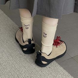 Women Socks Cute Heel Letter Cotton Korean Men Dont Ask Home Designer Alphabet Woollen Thick Thread Couple Mid-tube