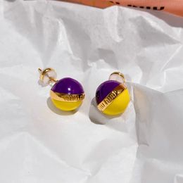 Stud M Enamel Ball Earrings High-end Niche Design Girl's Unusual Accessories Luxury Jewellery For Woman 231218