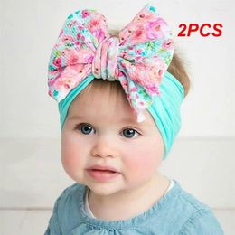 Hair Accessories 2PCS Does Not Shrink Printing Elasticity Infant Stimulating No Fading Band Nylon Headband Skin-friendly Bow Soft