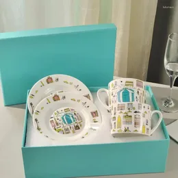 Cups Saucers Porcelain Cup With Gift Box Luxury Wedding Birthday Ceramic Coffee Tea Milk Water Set Perfect For Family And Friends