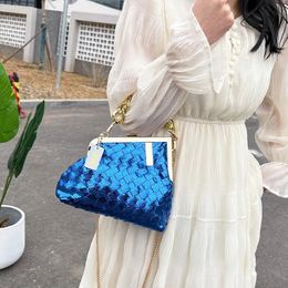 Evening Bags Bright Face Bag Knitted Spring Solid Colour Crossbody Irregular Handbag Fashion Versatile Gold Purses 2023 231219