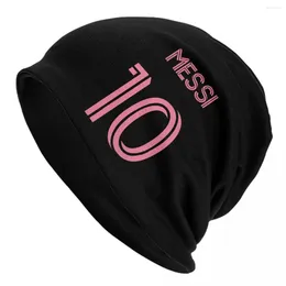 Berets Pink Messis 10 Soccer Skullies Beanies Caps For Men Women Unisex Trend Winter Warm Knitted Hat Adult Football Bonnet Hats