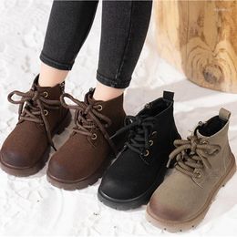 Boots Children's Winter For Boy 2023 Warm Versatile Matte Leather Girl's Ankle Boot Fashion Kids Outdoor Plush Cotton