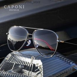 Sunglasses Fashion Frames CAPONI Gradient Grey Men's Outdoor Travel Alloy Original Brand Sun Glasses For Male UV400 Protection CP7538 Q231219