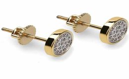 2019New Men039s 7mm Circle Micro Pave CZ Screw Back Stud Earrings for Women Wedding Party Jewelry Hip Hop Jewelry7908121