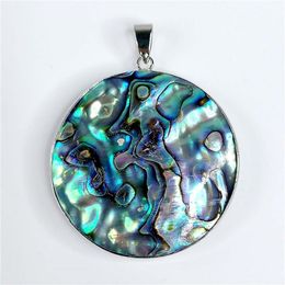 Circle Round Pendant Abalone Natural Blue Green Paua Shell Peacock Abalone Ocean Resort Gift 5 Pieces2867