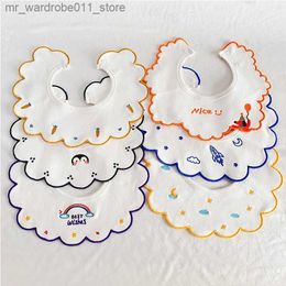 Bibs Burp Cloths Baby Bibs Newborn Kids Bandana Flower Burp Cloth Soft Cotton Infant Boy Girls Saliva Towel 360 Degrees Fake Collar Decoration Q231219