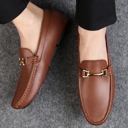 Dress Shoes Man Classic Fashion Italian Style Genuine Leather Men Loafers SlipOn Mens Good Quality Luxury 231218