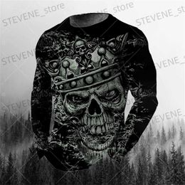 Men's T-Shirts 2022 Cotton Streetwear Tshirt Fashion Tees Horror Skull 3d Printing O-neck Long Sleeve Men Men's Breathable T-shirts Top 5xl T231219