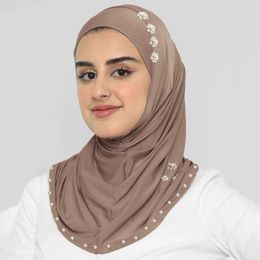 Ethnic Clothing Neck Cover Underscarf Hijab Cap Beading Muslim Women Veil Ladies Hijabs Scarf Turban Fashion Bonnet For Inner