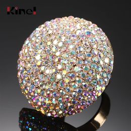 Fashion Colorful Crystal Women Big Rings Gold Color Wedding Ring Statement Jewelry Crystal Gift New293x