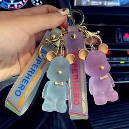 Wholesale Cute Kawaii Multi Colour Letter Wristlet Crystal Resin Bear Keychain for Women