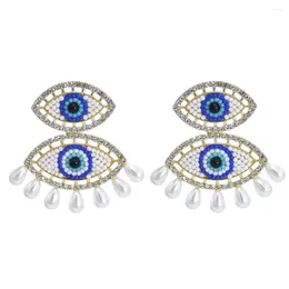 Dangle Earrings Korea Fashion Cute Crystal Pendant Eye For Women Bohemia Colorful Beads Riva Pearl Tassel Drop Jewelry