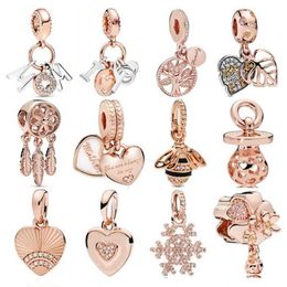 925 sterling silver pendants pink mom letters mother and daughter hearts ale dream catcher charm fit pandorabracelet diy jewelery206E