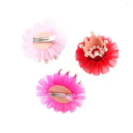 Bandanas 3 Pcs Girl Crown Hair Clips Pins Girls Pearl Headpiece Little Tiara The Flowers