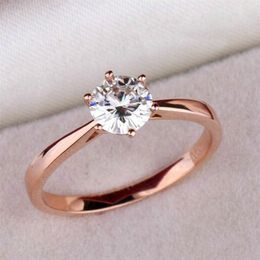 High quality never fade Women girls Sterling silver S925 CZ 18K rose gold diamond wedding engagement rings Anillo big large stone 236b