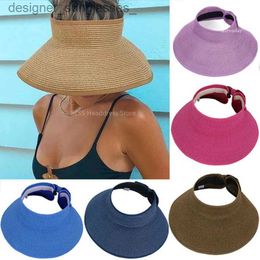 Visors 2022 New Women Summer Visors Hat Foldable Sun Hat Wide Large Brim Beach Hat Str Hats Cheau Femme Beach UV Protection CsL231219