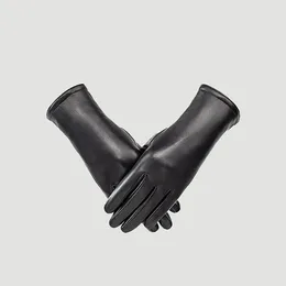 Cycling Gloves Winter Womens PU Black Touchscreen Leather Soft Warm Women Mitten
