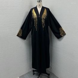 Ethnic Clothing Ramadan Middle East Luxury Muslim Fashion Women's Dress Abaya Dubai Embroidered Lace Zipper Cardigan Islamic Robe