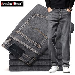 Men's Jeans 6 colors Autumn Men Gray Straightleg Business Casual Cotton Stretch Denim Pants Male Brand Clothing Plus Size 40 42 44 231218