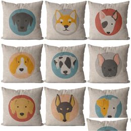 Cushion/Decorative Pillow Cute Pet Dog Pillowcase Decoration Sau Blfighting 45 40 Home Square Linen Er Drop Delivery Garden Textiles Dhdpm