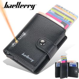 Wallets Baellerry RFID Men Wallets New Short Name Print Card Holder Popup Slim Male Purse High Quality PU Leather Brand Men's200E