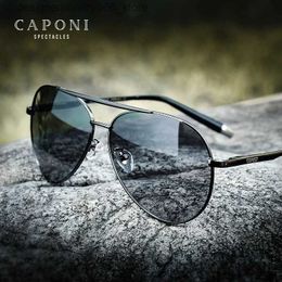 Sunglasses Fashion Frames CAPONI Aviation Polarised Photochromic Grey UV Rays Philtre Driving Fishing Sun Glasses Classic Men's Shades BS3103 Q231219