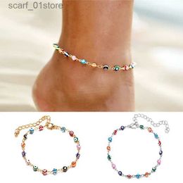 Anklets Bohemian Turkish Dazzle colour Evil Eye Anklets For Women Girl Bracelet Beach Anklet ankle chain Jewelry WholesaleL231219