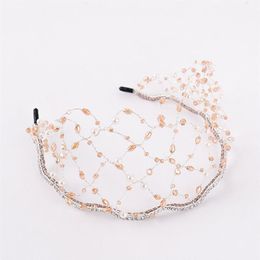 2021 Gold Princess Headwear Chic Bridal Tiaras Accessories Stunning Crystals Pearls Wedding Tiaras And Crowns 12152292R