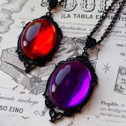 Pendant Necklaces CHUANGCHENG Vintage Gothic Acrylic Embossed Crystal Men's Necklace Demon Halloween Magic Jewellery Chain