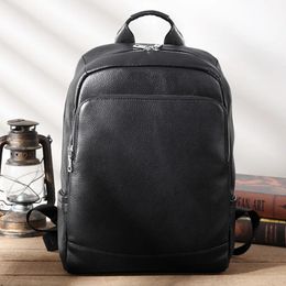 School Bags Business Genuine Leather Men's Backpack Cowhide Man Travel Backpack Large Capacity School Bag 15.6 " Inch Laptop Bag 231219