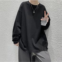 Men's T Shirts Hip Hop Baggy T-shirt Men Long Sleeve Basic Topd Fashion Brand Cotton Luxury Tops Casual Solid Colour Male Tees