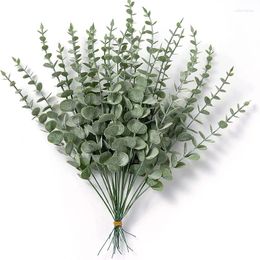 Decorative Flowers 6/12/18pc Fake Plants Eucalyptus Leaves Wedding Decoration Branches Home Birthday Party Table Decor Artificial