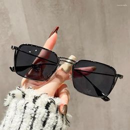 Sunglasses Fashion Square Punk Men Women Vintage Metal Small Frame Sun Glasses For Male Female Stylish Retro Rectangle Eyewear