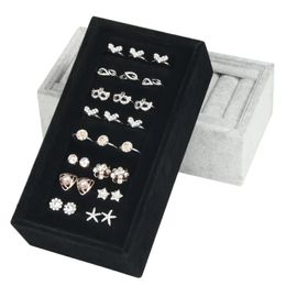 Jewellery Boxes Velvet Jewellery Earrings Ring Display Tray Box Holder Storage Organiser Case For Counter 231218