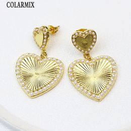 Dangle Chandelier 5 Pairs Classic Heart Earrings Pave Tiny pearls Metallic Long Jewellery Gift Fashion Lovely Gift 30647 231218