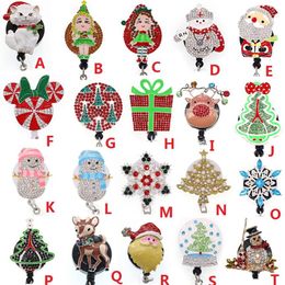 Cartoon Key Rings Christmas Rhinestone Retractable ID Holder For Nurse Name Accessories Badge Reel With Alligator Clip203a