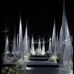 Creative wedding props Korean bead curtain cone ceiling acrylic crystal round pendant hotel wedding hall decoration 130