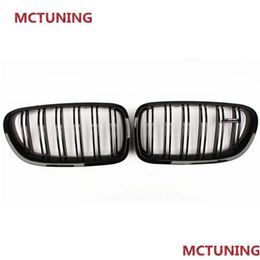 Grilles Pair Dual Line Glossy Black Mesh Grill Grille For 5 Series F10 F11 F18 M5 Racing Grills 2010Add Drop Delivery Automobiles Moto Otjvf