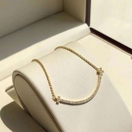 T home precision edition Sterling silver mini Smile Necklace 18K rose gold full diamond gold Smiley lady collarbone chain