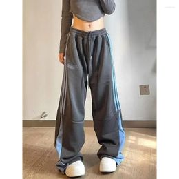 Women's Pants Deeptown Harajuku Fleeced Sweatpants Women Oversized Striped Patchwork Warm Winter Korean Fashion Sport Trousers Hippie