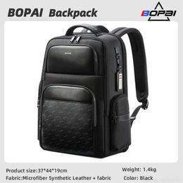 School Bags BOPAI Business Backpack For Men Large Capacity Travel Fashion Microfiber Synthetic Leather Backpack Men's Computer Backpack 231219